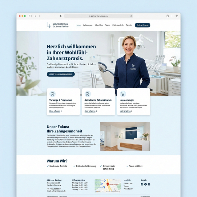 Mockup der Webseite für Zahnarztpraxis Dr. Schmidt